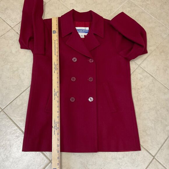 Pendleton Vintage Wool Pea Coat ANCHOR BUTTONS Size 8 Lined Jacket maroon USA - Picture 6 of 12